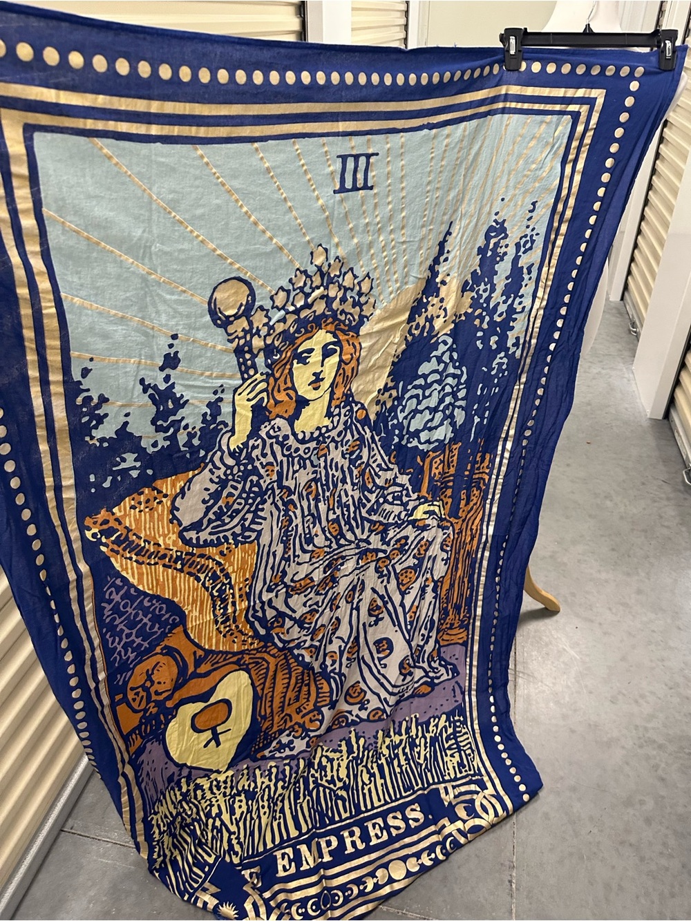 Spirit Cotton Empress Tapestry in Blue & Cream with Gold Accents